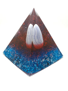 Blue Lace Agate & Silver Pyramid